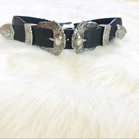 Accessories - Western Boho Stretch High Waist Belt Black Silver